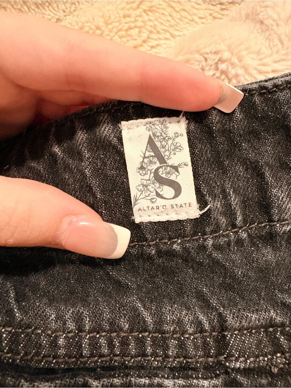 Altar'd State Black Denim Wrap Skort with Tie